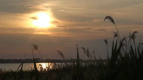 A sun above a lake Stock Footage 33277077