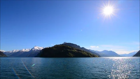 The sun is above the lake. Stock Footage 75368627