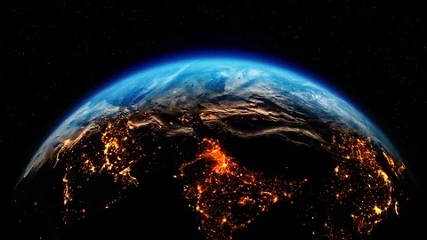 Sun Above Planet Earth View From Space Earth orbit 4k Loop Animation. Stock Footage 127640953