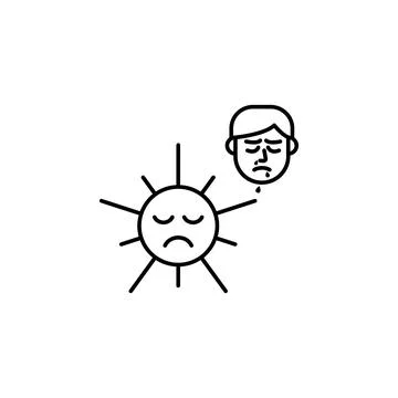 Sun, allergic face icon. Element of problems with allergies icon. Thin line icon Illustrazione stock