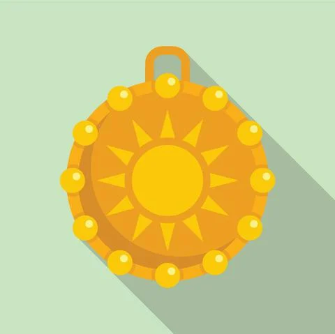 Sun amulet icon flat vector. Japan magic Stock Illustration