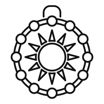 Sun amulet icon outline vector. Japan magic Stock Illustration