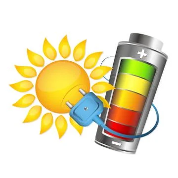 Sun and battery charging Stock Illustration