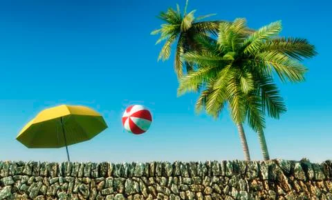 Sun and beach landscape Stock Illustration