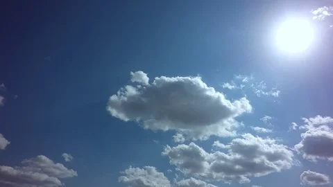 Sun And Blue Sky With Clouds. Summertime Time Lapse, Stock Footage 106193852