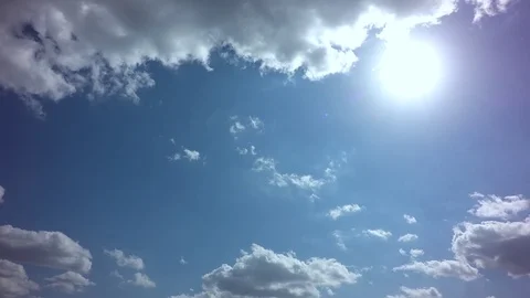 Sun And Blue Sky With Clouds. Summertime Time Lapse, Stock Footage 106194769