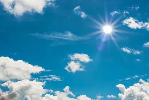 Sun and blue sky Stock Photos