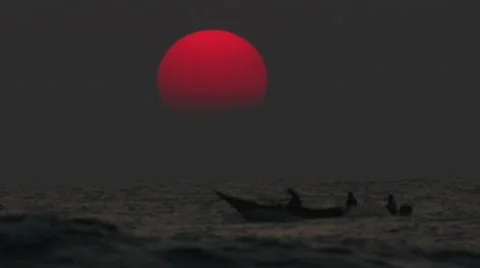 Sun and boat Stock Footage 1101784