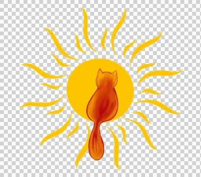 The sun and the cat, the cat that sits in the sun Stock Illustration