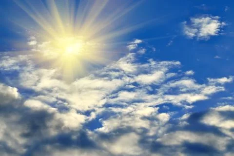 Sun and Cirrus clouds Stock Photos
