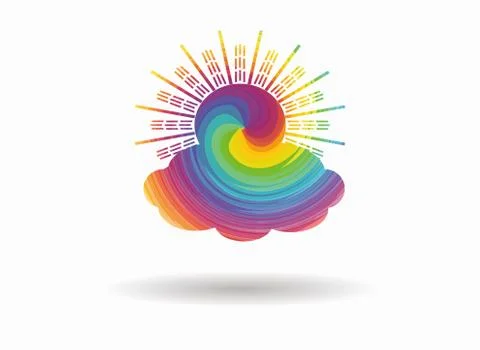 Sun and cloud colorful icon イラスト素材