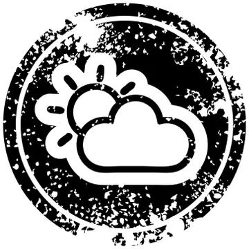 Sun and cloud distressed icon Illustrazione stock
