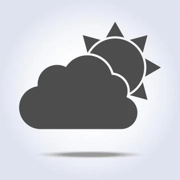 Sun and cloud gray weather icon Stock Illustration
