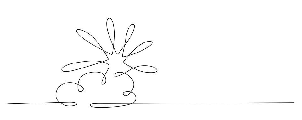 Sun and cloud - hand drawing one single continuous line banner. Vector stock Stock Illustration