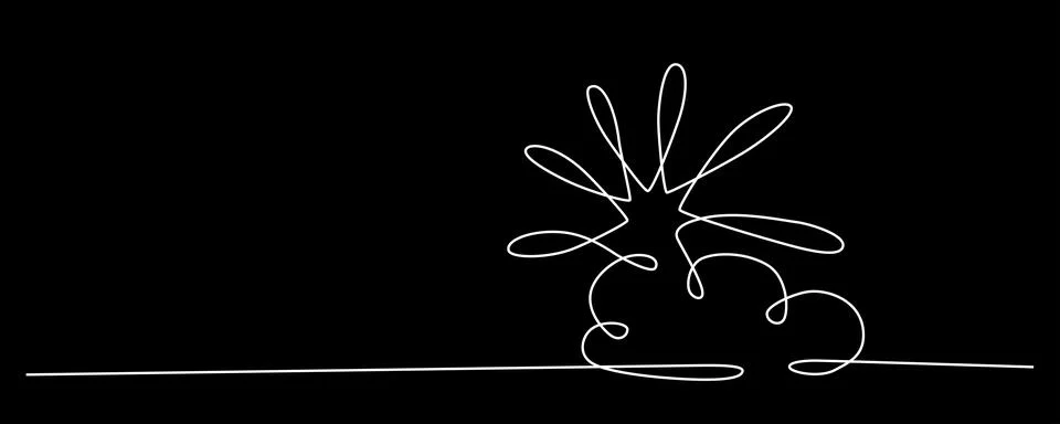 Sun and cloud - hand drawing one single continuous line banner. Vector stock Illustrazione stock