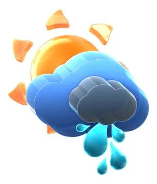 Sun and cloud with heavy rain. イラスト素材