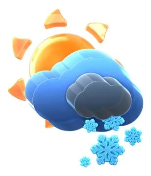 Sun and cloud with heavy snow. イラスト素材