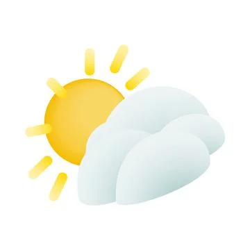 Sun and cloud icon, isometric 3d style Stock Illustration