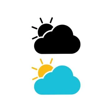 The sun and cloud icon. Modern weather icon. Flat vector symbols. Illustrazione stock