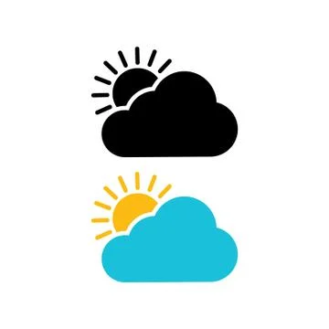 The sun and cloud icon. Modern weather icon. Flat vector symbols. Illustrazione stock