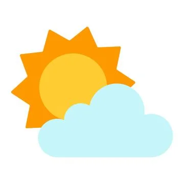 Sun and cloud icon. Vector illustration in flat style isolated on white bac.. Stock Illustration