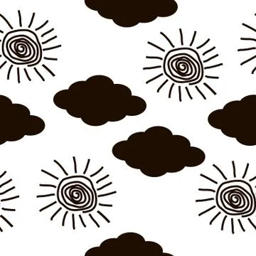 Sun and cloud icons on white. 스톡 일러스트