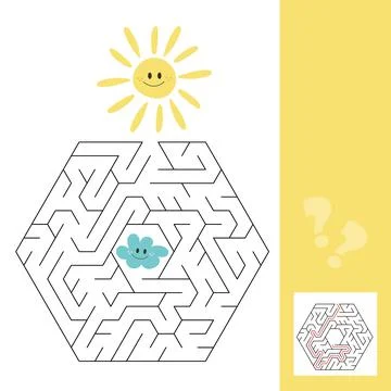 Sun and cloud, labyrinth maze for children. Search hidden way, educational game Illustrazione stock