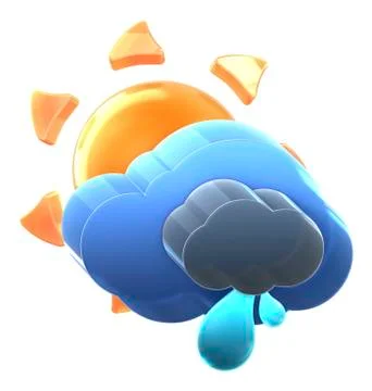 Sun and cloud with light rain. イラスト素材