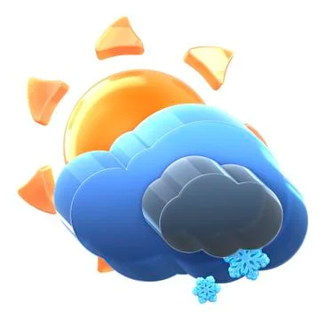 Sun and cloud with light snow. Stock Illustration