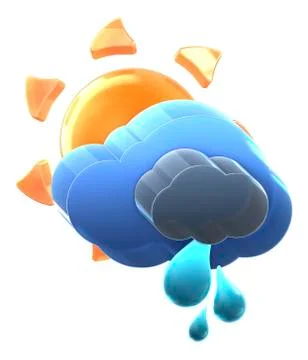 Sun and cloud with medium rain. Stock Illustration