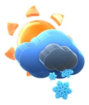 Sun and cloud with medium snow. Stock Illustration