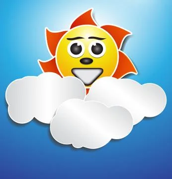 Sun and cloud paper effect Stock Illustration