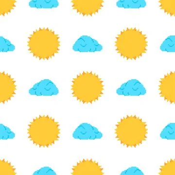 Sun and cloud pattern seamless pixel art. 8bit background vector illustration Illustrazione stock