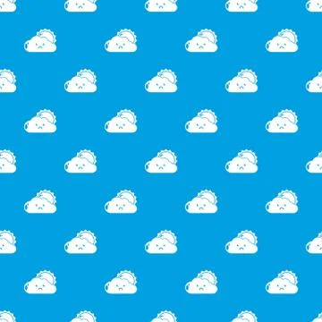 Sun and cloud pattern vector seamless blue Stockillustratie