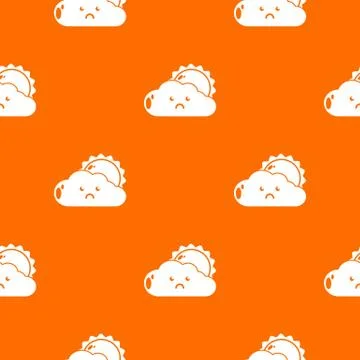 Sun and cloud pattern vector orange Stock Illustration