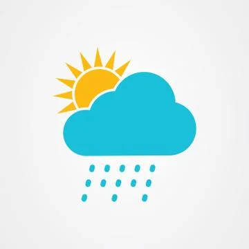 The sun and cloud with rain icon vector design Stock Illustration