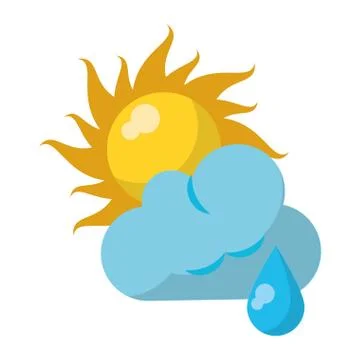 Sun and cloud with raining weather symbol Illustrazione stock