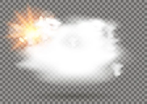 Sun and cloud in realistic style. Background transparent isolated. Vector Illustrazione stock