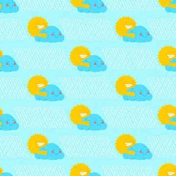 Sun and cloud sex pattern seamless. Sun intercourse background. weather repro Illustrazione stock