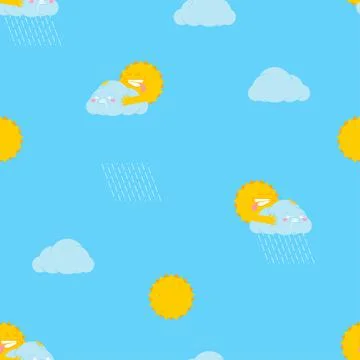 Sun and cloud sex pattern seamless. Sun intercourse background. weather repro Stock Illustration