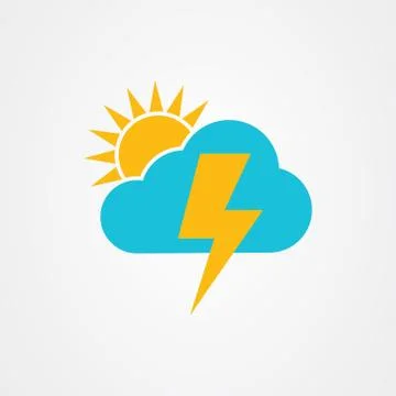 The sun and cloud with thunder icon vector design Stock Illustration