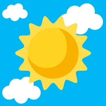 Sun and cloud weather on blue background. Vector illustration in trendy flat Stock Illustration