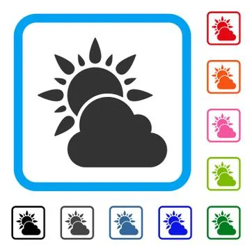 Sun And Cloud Weather Framed Icon Illustrazione stock