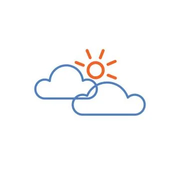 Sun and cloud weather icon isolated on white background. Vector Illustration Stock Illustration