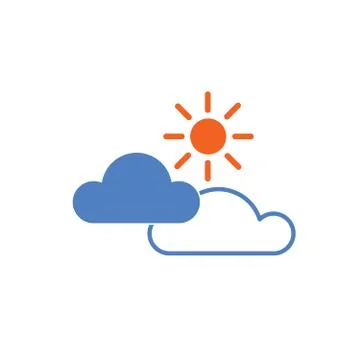 Sun and cloud weather icon isolated on white background. Vector Illustration Stock Illustration