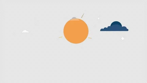 Sun and clouds background. Animated sky with stars. Cartoon Stock Footage 321110270