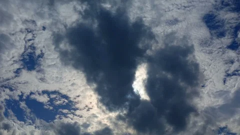 Sun and clouds moving on blue sky, time lapse Stock Footage 91314284