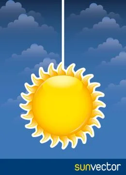 Sun and clouds over blue background. vector illustration Illustrazione stock