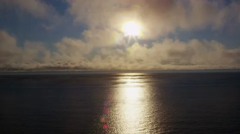 Sun and clouds over Pacific Ocean, Oregon Coast Stock-Footage 62344760