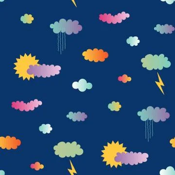 Sun and clouds pattern Illustrazione stock